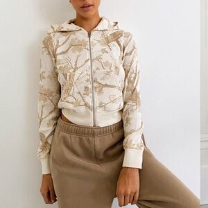 TNA Aritzia Tan Camouflage zip hoodie